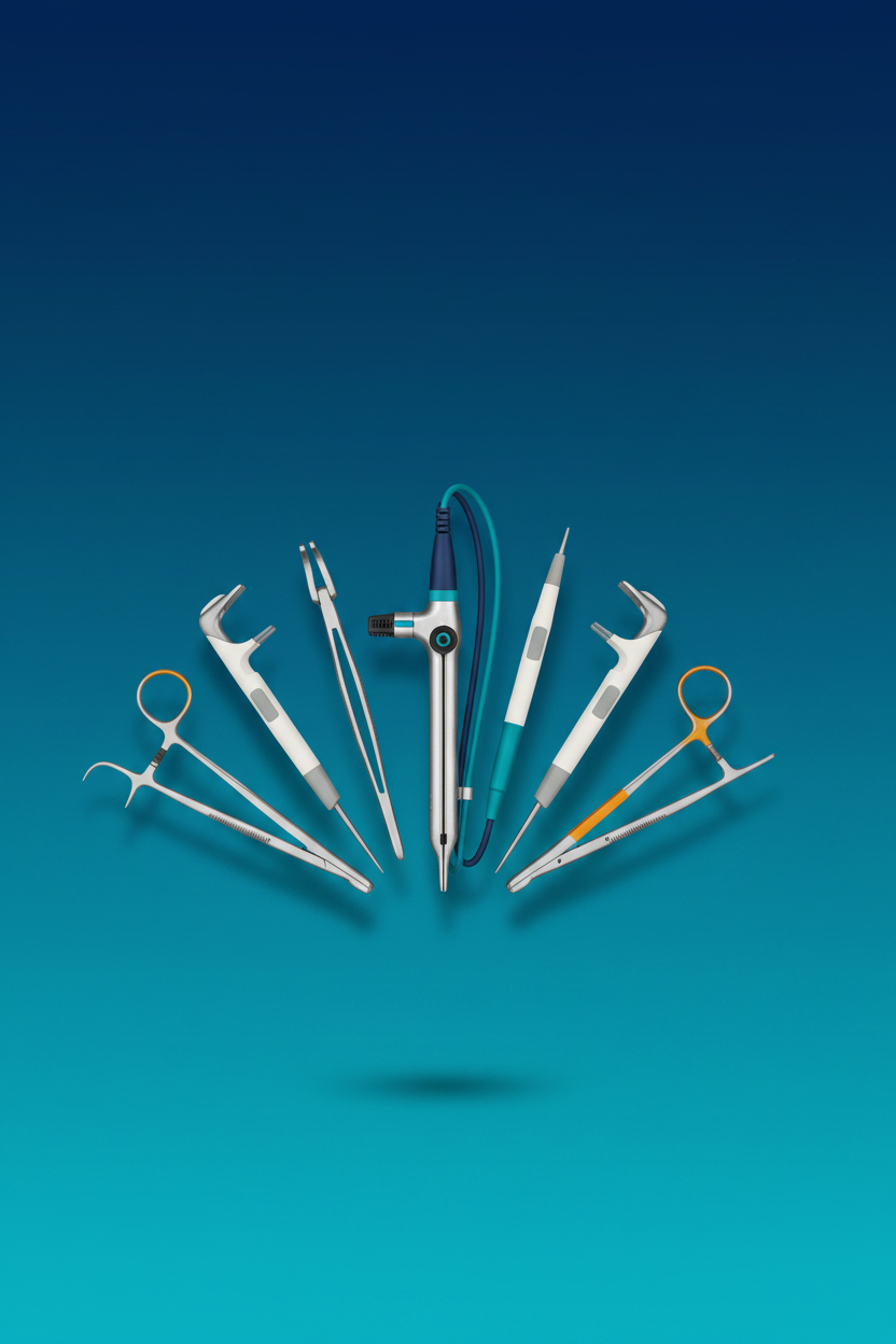 Sterile Surgical Instrument Set with Gradient Background